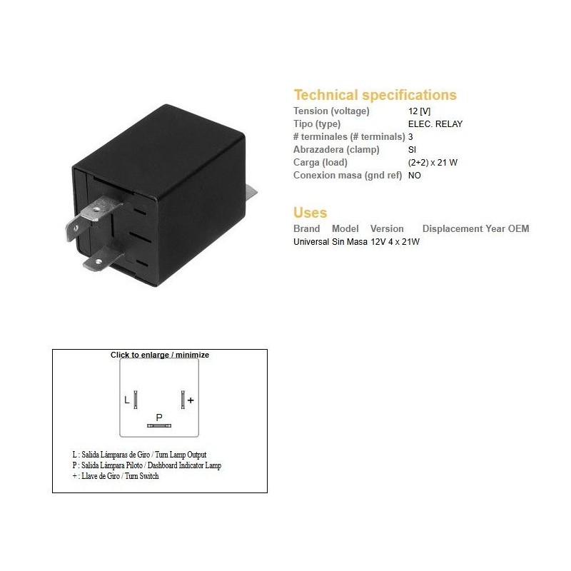 DZE PRZERYWACZ KIERUNKOWSKAZÓW UNIWERSALNY (12V 4x21W)