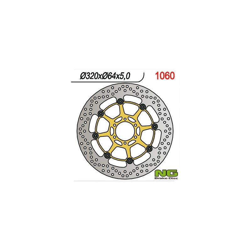 NG TARCZA HAMULCOWA PRZÓD APRILIA CAPONORD 1200 '13-17, YAMAHA FZR 1000 '87-95, XJR1200/1300 '95-99 (320X64X5MM) (6X8,5MM) PŁYWA