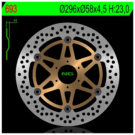 NG TARCZA HAMULCOWA PRZÓD HONDA CB 600F/S HORNET 00-06 (296X58X4,5) (6X6,5MM) GL 1800 01-16