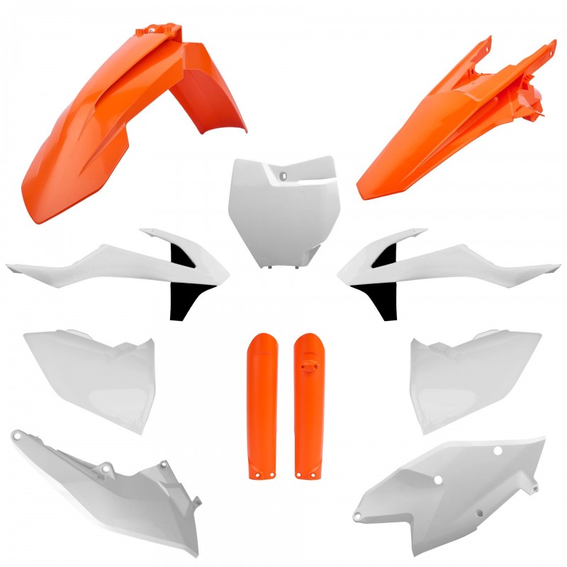 POLISPORT KOMPLET PLASTIKÓW (FULL KIT) KTM SX/SX-F/XC-F '16-'18 W ZESTAWIE TABLICA PRZEDNIA (8664900001) I OSŁONY AMORTYZATORÓW 