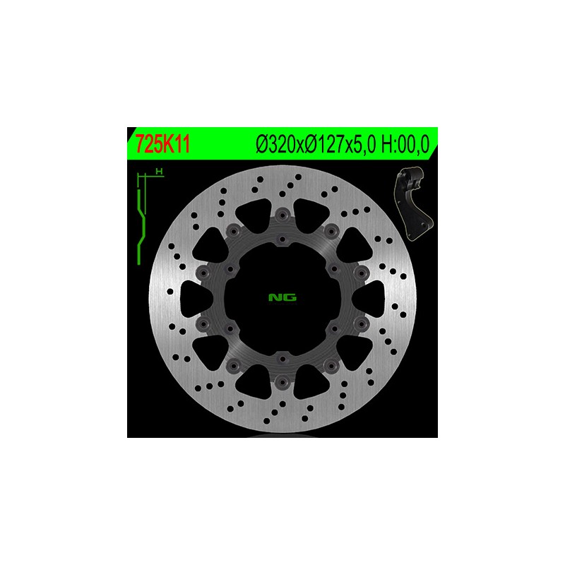 NG TARCZA HAMULCOWA PRZÓD Z ADAPTEREM OVERSIZE (320X127X5) KTM SX/SXF/EXC/EXCF 125-530 '09-'17 (NG725K11)