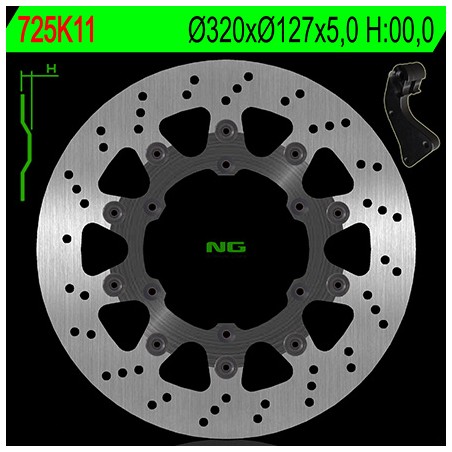 NG TARCZA HAMULCOWA PRZÓD Z ADAPTEREM OVERSIZE (320X127X5) KTM SX/SXF/EXC/EXCF 125-530 '09-'17 (NG725K11)