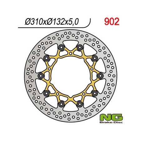 NG TARCZA HAMULCOWA PRZÓD YAMAHA YZF R6 05-16, YZF R1 07-11, XTZ 1200 11-17, FZ 8 10-15 (310X132X5) PŁYWAJĄCA