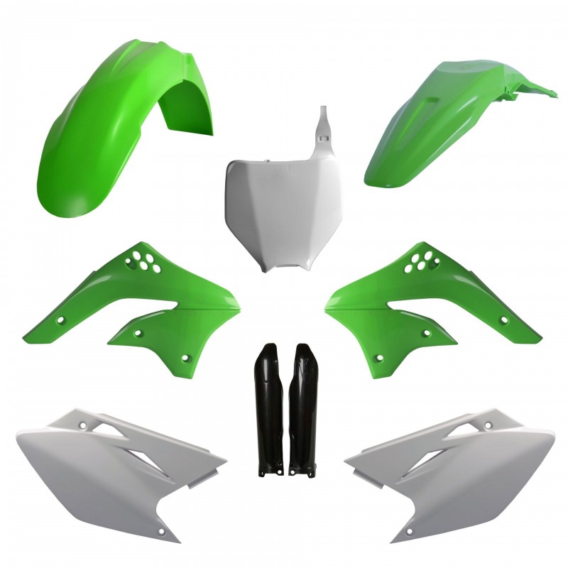 POLISPORT KOMPLET PLASTIKÓW (FULL KIT) KAWASAKI KX 450F '06-'08 W ZESTAWIE TABLICA PRZEDNIA (8660800002) I OSŁONY AMORTYZARORÓW 