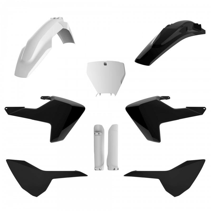POLISPORT KOMPLET PLASTIKÓW (FULL KIT) HUSQVARNA TC/FC '16-'18 W ZESTAWIE TABLICA PRZEDNIA (8665800002) I OSŁONY AMORTYZARORÓW (