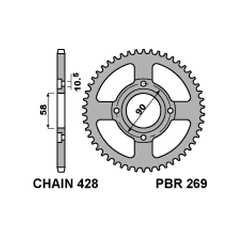 PBR ZĘBATKA TYLNA 269 39 HONDA CB 125T 78-82 (JTR269.39) (ŁAŃC. 428)