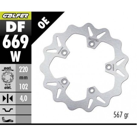 GALFER TARCZA HAMULCOWA TYŁ APRILIA RS 125/250/457/660 '92-'24 RSV 1000 MILLE '98-'00 RSV 1000 TUONO '02- (WAVE FIXED) (220X102X