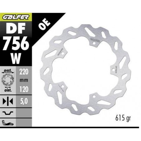 GALFER TARCZA HAMULCOWA TYŁ BMW HP 4 '12- M 1000R '21- S 1000 R '14-'23 S 1000RR '09-'20 (WAVE FIXED) (220X120X5MM)
