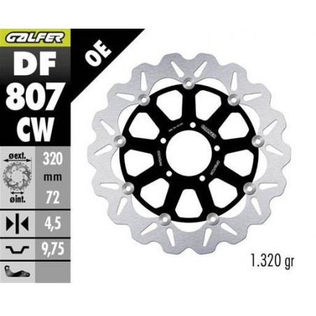 GALFER TARCZA HAMULCOWA PRZÓD DUCATI DIAVEL 1200 '11- HYPERMOTARD 939/950 '13- MONSTER 796/797/821/1200 '10- MULTISTRADA 937/950