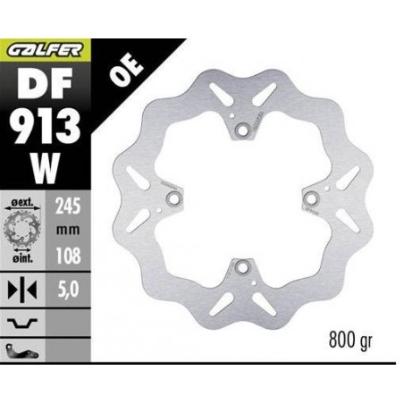 GALFER TARCZA HAMULCOWA TYŁ DUCATI HYPERMOTARD 939/950 '13- MONSTER 796/1100 '09- (WAVE DISC) (245X108X5MM)