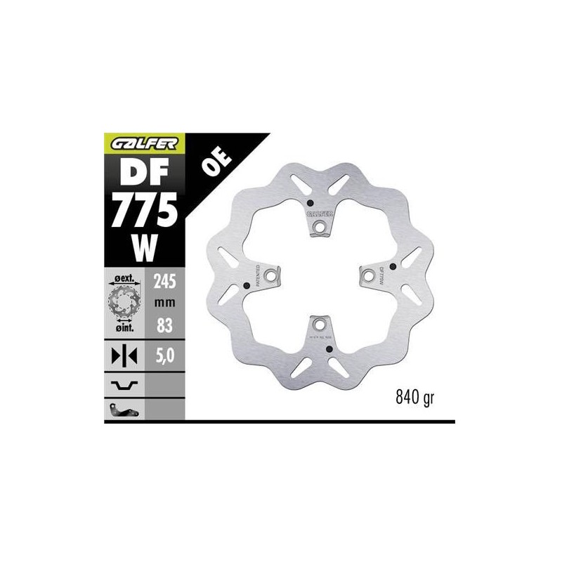 GALFER TARCZA HAMULCOWA TYŁ DUCATI 1098 '07- PANIGALE '18- STREETFIGHTER '09- (WAVE DISC) (245X83X5MM)