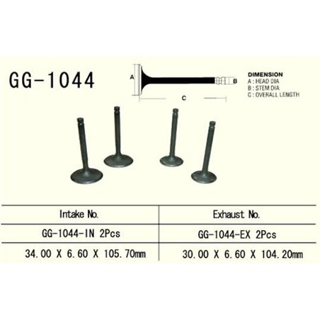 Vesrah x, sací ventil, Honda XL 600R '85-'87 (34,0X6,60X105,7 mm) (OEM: 14711-MG2-790) (1ks.)