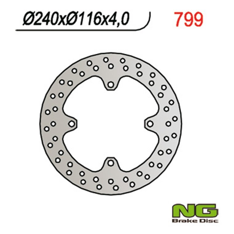 NG, zadní brzdový kotouč, Kawasaki KX 125/250 (03-08), KXF 250 (04-19), 450 (05-19), Suzuki RMZ 250 (04-06) (240X116X4) 4 otvo