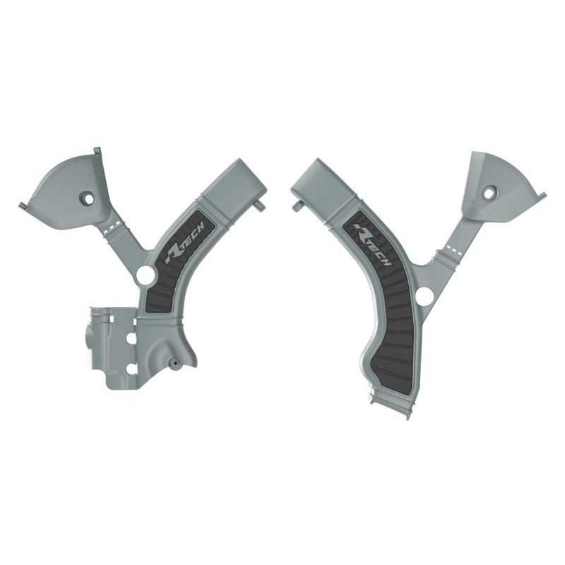RACETECH (RTECH) 2025/12 OSŁONY RAMY (KOMPLET) BI-MATERIAL SUPER GRIP TRIUMPH TF 250 X / 450 RC '24-'26 KOLOR SZARY / CZARNY