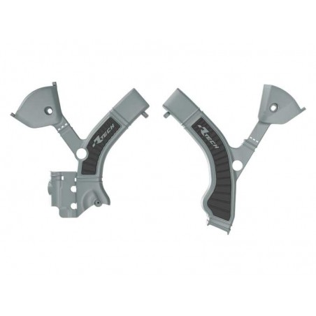 RACETECH (RTECH) 2025/12 OSŁONY RAMY (KOMPLET) BI-MATERIAL SUPER GRIP TRIUMPH TF 250 X / 450 RC '24-'26 KOLOR SZARY / CZARNY