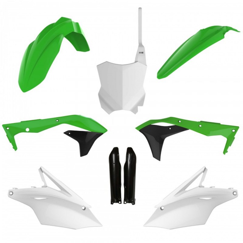 POLISPORT KOMPLET PLASTIKÓW (FULL KIT) KAWASAKI KX 450F '16-'18 W ZESTAWIE TABLICA PRZEDNIA (8665900002) I OSŁONY AMORTYZARORÓW 