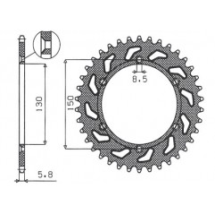 SUNSTAR ZĘBATKA TYLNA 270 42 YAMAHA YZ/YZF/WRF '99-'20 (JTR251.42) (ŁAŃC. 520) (27042JT)
