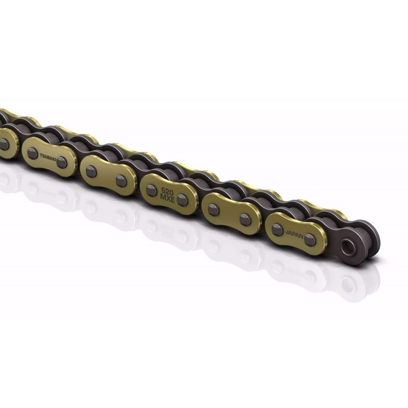 TSUBAKI ŁAŃCUCH NAPĘDOWY 520 MXE 118 PROFESSIONAL MOTOCROSS / ENDURO RACING X-RING CHAIN KOLOR ZŁOTO CZARNY G&B (118 OGNIW, OTWA