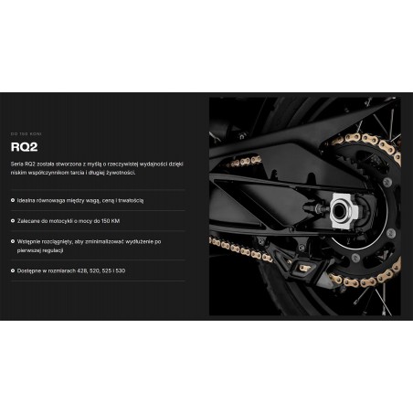 TSUBAKI ŁAŃCUCH NAPĘDOWY 525 RQ2 118 PROFESSIONAL ROAD X-RING CHAIN KOLOR ZŁOTO CZARNY G&B (118 OGNIW, OTWARTY ZAKUWKA W ZESTAWI