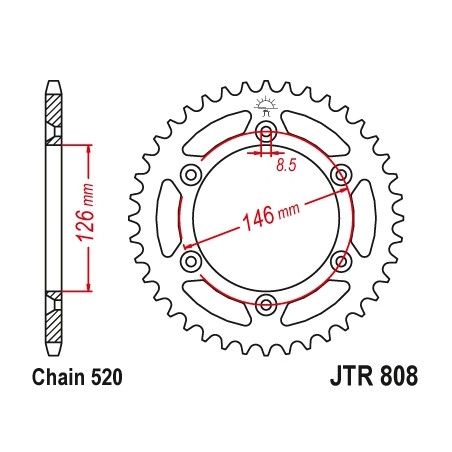 JT ZĘBATKA TYLNA 808 47 SUZUKI DRZ 400 00-09 ULTRALIGHT SAMOOCZYSZCZAJĄCA (80847JTSC) (ŁAŃC. 520)