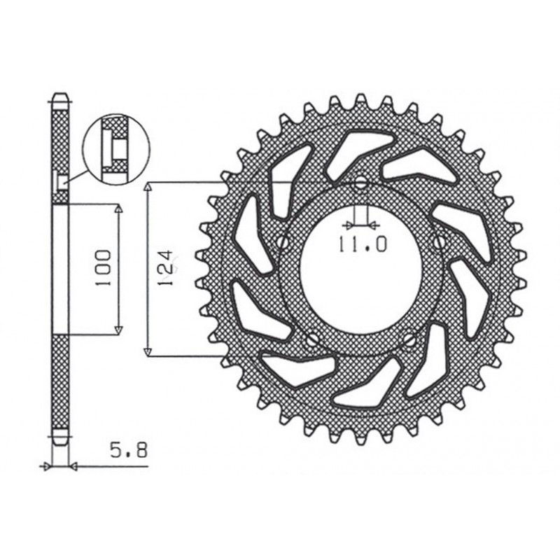 SUNSTAR ZĘBATKA TYLNA 4444 45 DUCATI MONSTER / ABS 821 '15- 20, PANIGALE 899 898 '14-15, SCRAMBLER ABS 800 '15-16 (JTR746.45) (Ł