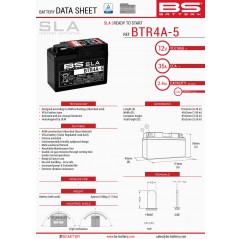 BS AKUMULATOR BTR4A-5 (FA ) (YTR4A-BS) 12V 2,3AH 113X48X85X BEZOBSŁUGOWY ZALANY (35A)