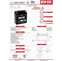 BS AKUMULATOR BB5L-B (FA) (YB5L-B) (12N5-3B) 12V 5AH 120X60X130 BEZOBSŁUGOWY - ZALANY (65A) (6)