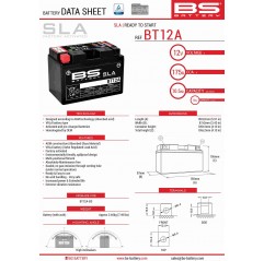 BS AKUMULATOR BT12A (FA) (YT12A-BS, YT12A) 152X88X106 12V 10AH BEZOBSŁUGOWY - ZALANY (175A) (4)