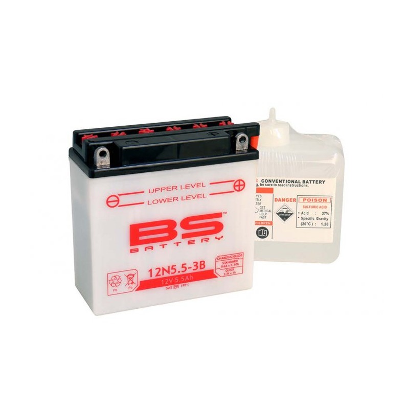 BS AKUMULATOR 12N5,5-3B (12N5,5-3B) 12V 5,5AH 138X61X131 Z ELEKTROLITEM OSOBNO - KONWENCJONALNY (44A) (6) UE2019/1148