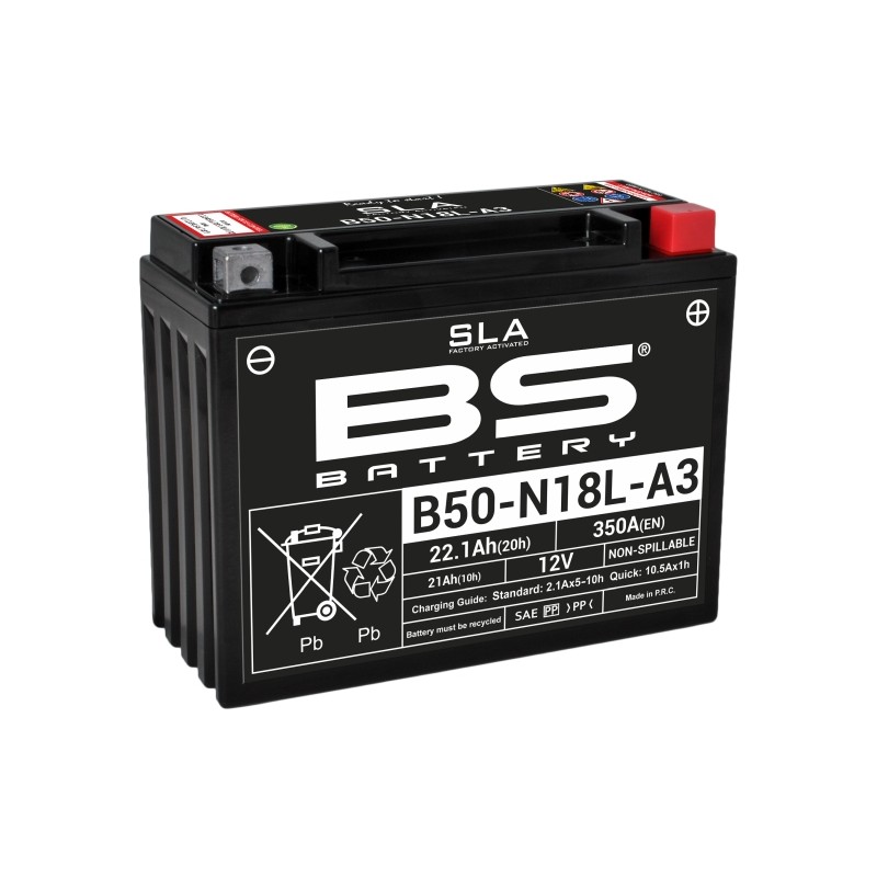 BS AKUMULATOR B50-N18L-A3 (Y50-N18L-A3) 12V 20AH 205X90X162 Z ELEKTROLITEM OSOBNO KONWENCJONALNY 250A (2) UE2019/1148