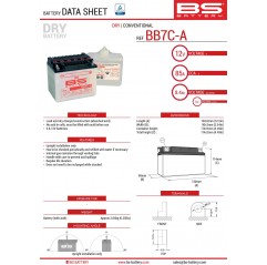 BS AKUMULATOR BB7C-A (YB7C-A) 130X90X114 Z ELEKTROLITEM OSOBNO - KONWENCJONALNY (85A) (6) UE2019/1148