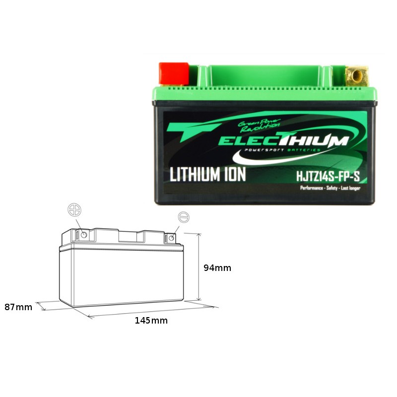 ELECTHIUM AKUMULATOR LITOWO-JONOWY ZE WSKAŹNIKIEM NAŁADOWANIA HJTZ14S-FP-S (145X87X94) (YTZ12S, YTZ14S) (WAGA 1,1KG)