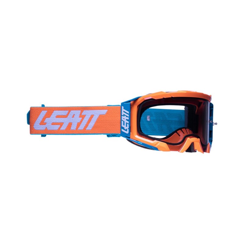 LEATT (nowy kod 2022) GOGLE VELOCITY 5.5 GOGGLE NEON ORANGE LIGHT GREY 58% - KOLOR POMARAŃCZOWY/NIEBIESKI SZYBKA DYMIONE LUSTRO 