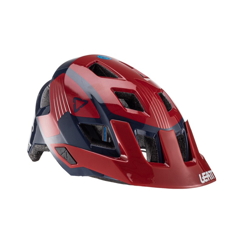 LEATT (nowy kod 2022) KASK ROWEROWY MTB ALLMTN 1.0 JUNIOR V22 HELMET CHILLI KOLOR CZERWONY/GRANATOWY ROZMIAR XS 50-54 CM