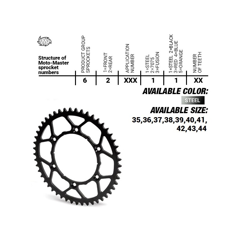 MOTO-MASTER ZĘBATKA TYLNA STALOWA ULTRALIGHT 4644 40 (464440) KTM SX 50/SX 50 MINI '02- , SX-E5 E-BIKE '19-, GASGAS MC 50 MC-E E