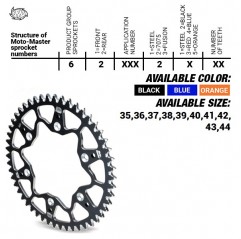 MOTO-MASTER ZĘBATKA TYLNA ALUMINIOWA T7075 (ERGAL) 4644 42 (464442) KTM SX 50/SX 50 MINI '02- , SX-E5 E-BIKE '19-, GASGAS MC 50 