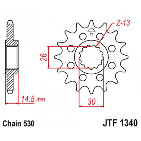 JT ZĘBATKA PRZEDNIA 1340 18 HONDA CB 1100 SA-E/F '14-'15, CB 1100 EX-E/F/G/H/J '15-'17 (JTF1340.18) (ŁAŃC. 530)