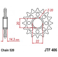 JT ZĘBATKA PRZEDNIA BMW G 310GS '19, G310R '19-'19 (JTF406.15)* (ŁAŃC. 520)