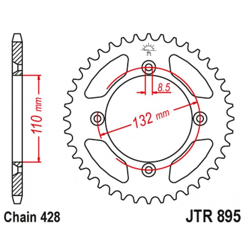 JT ZĘBATKA TYLNA 4486 49 ALUMINIOWA RACELITE KTM SX 85 '04-'18, 105 XC '07-'11 (448649JTA) (ŁAŃC. 428) KOLOR CZARNY