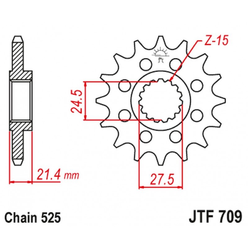 JT ZĘBATKA PRZEDNIA 2150 16 Z GUMĄ APRILIA 750 DORSODURO/ABS '07-'16, SHIVER/GT/ABS '07-'16, 1200 DORSODURO/ABS '11-'16 (JTF709.