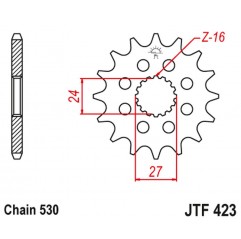 JT ZĘBATKA PRZEDNIA 2190 17 Z GUMĄ SUZUKI GSXR 1000 '09-'16, HAYABUSA '08-'19, B-KING '08-'12 (-1) (JTF423.17RB) (ŁAŃC. 530)