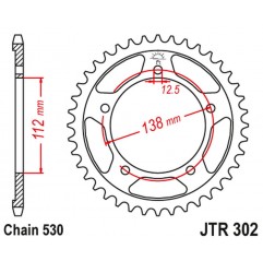 JT ZĘBATKA TYLNA 408 43 HONDA CBR 600F '91-'96, CBF 1000 '06-'10 (SC58) (JTR302.43ZBK) (ŁAŃC. 530) KOLOR CZARNY