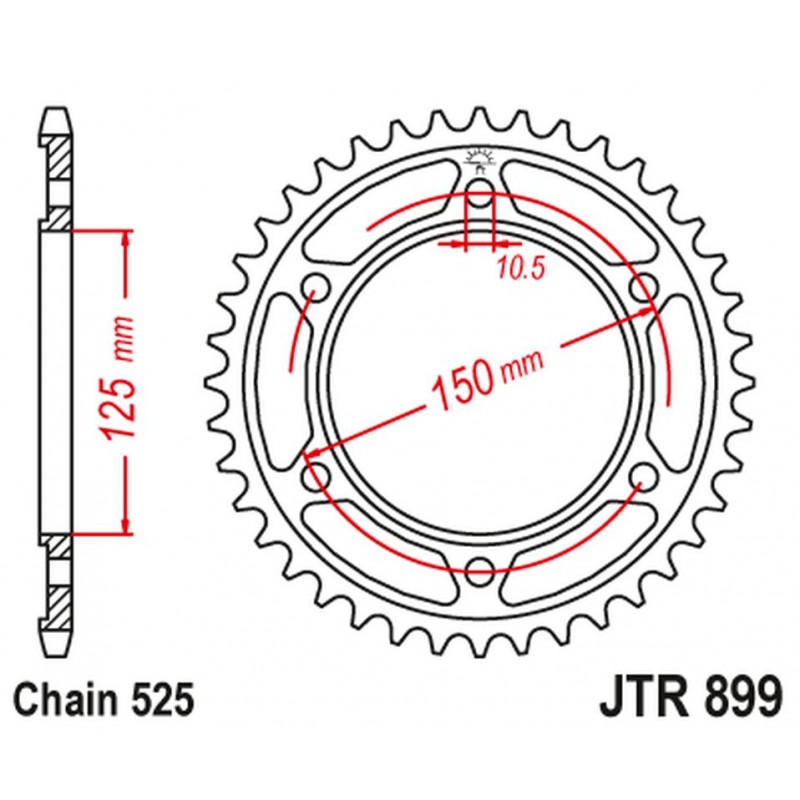 JT ZĘBATKA TYLNA 4454 42 KTM 950/990/1190 ADVENTURE / R LC8 '03-'18 (JTR899.42ZBK) (ŁAŃC. 525) KOLOR CZARNY