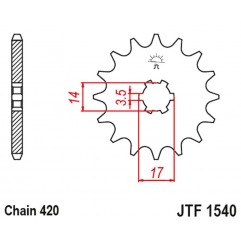 JT ZĘBATKA PRZEDNIA 504 14 KAWASAKI Z125 PRO (BR125) '17-'18 (JTF1540.14) (ŁAŃC. 420)