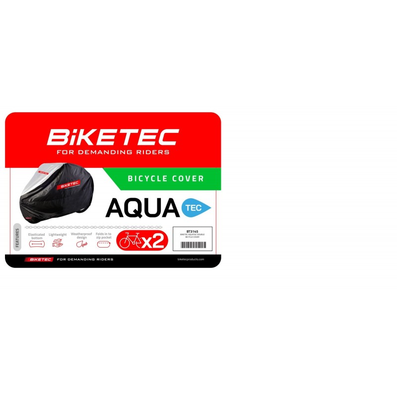 BIKETEC POKROWIEC WODOODPORNY AQUATEC NA DWA ROWERY KOLOR CZARNY/SZARY ROZMIAR M