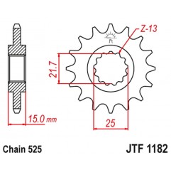 JT 2021/12 ZĘBATKA PRZEDNIA 2082 13 TRIUMPH TT/DAYTONA/SPEED FOUR 600 '00-05' DAYTONA 650 '05, (208213JT) (ŁAŃC. 525)