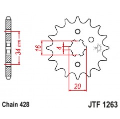 JT 2021/12 ZĘBATKA PRZEDNIA 263 11 SUZUKI RM 80/85, YAMAHA XT 125 R/X (26311JT) (ŁAŃC. 428)