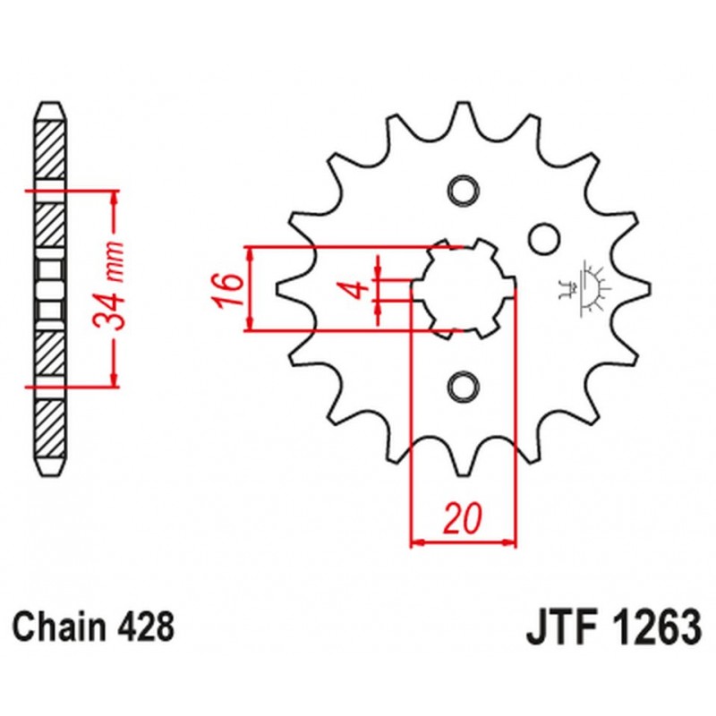 JT 2021/12 ZĘBATKA PRZEDNIA 263 11 SUZUKI RM 80/85, YAMAHA XT 125 R/X (26311JT) (ŁAŃC. 428)