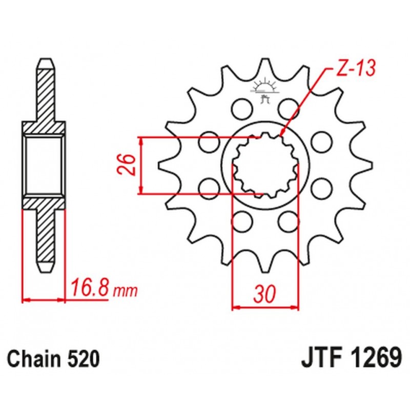 JT 2021/12 ZĘBATKA PRZEDNIA 347M 15 HONDA CBR 600/900/929/954/1000, VTR 1000 SP1/2 (347M15JT) (ŁAŃC. 520) KONWERSJA