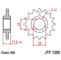 JT 2021/12 ZĘBATKA PRZEDNIA 295M 14 HONDA CBR 600 F2/F3 '91-98' (295M14JT) (ŁAŃC. 520) KONWERSJA